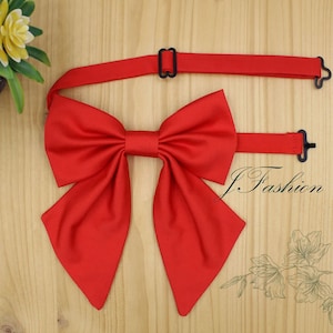 Handmade Women Red Cotton Bow Tie, Gift BowTie For Women&#39;s