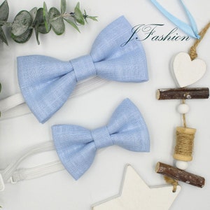Light Blue Linen Bowtie, Baby Bowtie, Kid Bowtie, Boy's Bowtie, Men's Bowtie, Wedding Accessories, Gift Men's Bowtie, Linen Bowtie