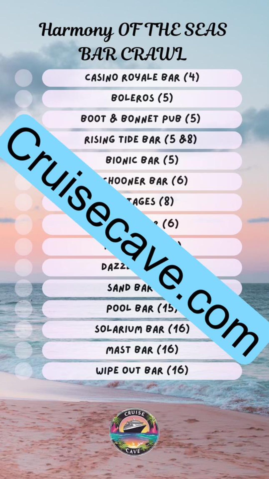 Harmony of the Seas Bar Crawl Checklist PDF - Etsy