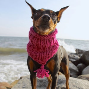 Handmade dog scarf - handknitted dog snood - knitted dog bandana - dog scarf - pink dog bandana - pink dog snood - purple dog snood