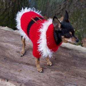 Handmade woolly Christmas dog sweater for small dogs Handknitted Christmas jumper for medium dogs Handknitted Christmas dog costume image 2