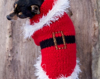 Handmade woolly Christmas dog sweater for small dogs - Handknitted Christmas jumper for medium dogs - Handknitted Christmas dog costume