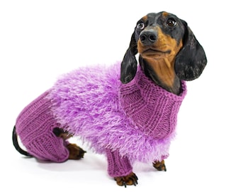 Combinaison en laine tricotée à la main pour petits chiens - Combinaison en laine faite main pour chiens de taille moyenne - Combinaison en fausse fourrure pour chiens de grande taille