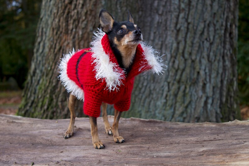 Handmade woolly Christmas dog sweater for small dogs Handknitted Christmas jumper for medium dogs Handknitted Christmas dog costume image 7