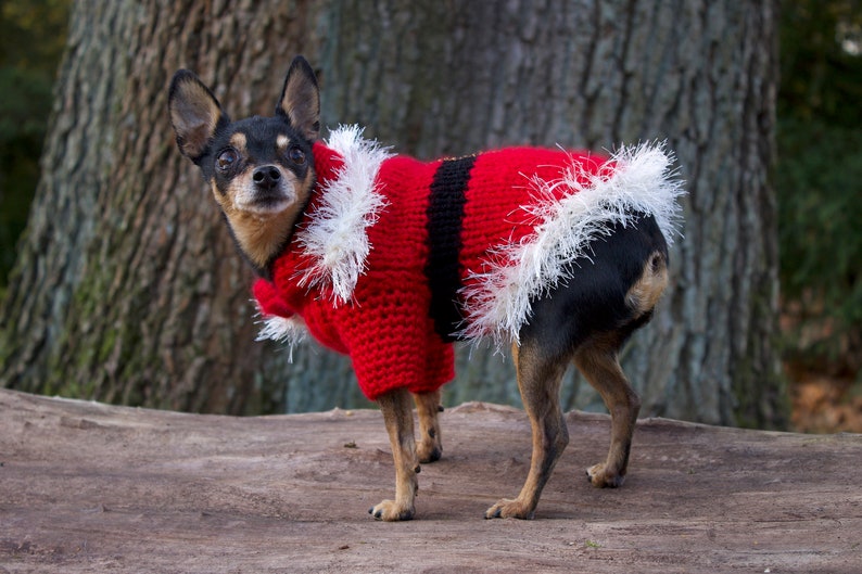 Handmade woolly Christmas dog sweater for small dogs Handknitted Christmas jumper for medium dogs Handknitted Christmas dog costume image 3