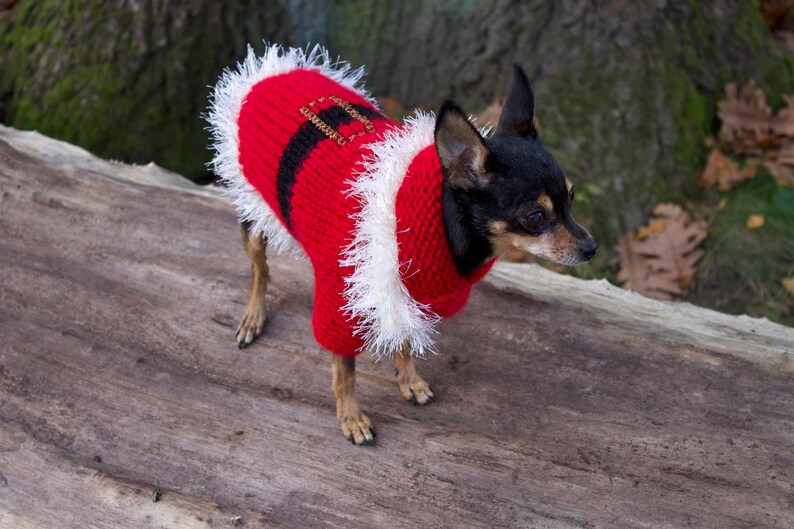 Handmade woolly Christmas dog sweater for small dogs Handknitted Christmas jumper for medium dogs Handknitted Christmas dog costume image 2