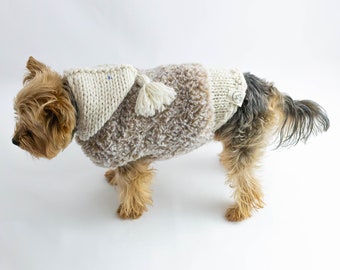 Maglione per cani in pelliccia sintetica fatto a mano con cappuccio per cani di piccola taglia - maglione per cani in pelliccia sintetica fatto a mano per cani di taglia media - cappotto soffice per cani fatto a mano