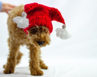 Christmas dog hat for small dogs - Handmade Christmas dog beanie for medium dogs - Handknitted Christmas dog snood for large dogs