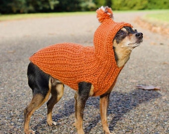 handmade dog sweater with hoodie - handknitted wool dog sweater - wool dog sweater
