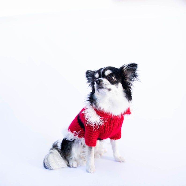 Handmade woolly Christmas dog sweater for small dogs Handknitted Christmas jumper for medium dogs Handknitted Christmas dog costume image 4