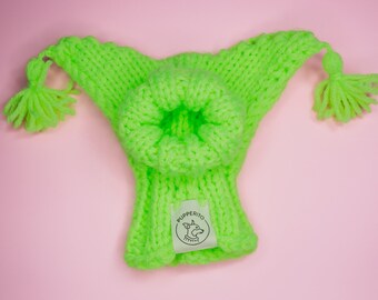 Handmade dog hat with horns and tassels for small dogs - handknitted dog beanie for medium dogs - handmade dog beanie for large dogs