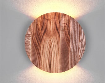 Up down light Round wood sconce Led wall lighting Minimalist lamp