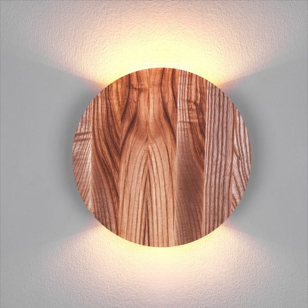 Up down light Round wood sconce Led wall lighting Minimalist lamp