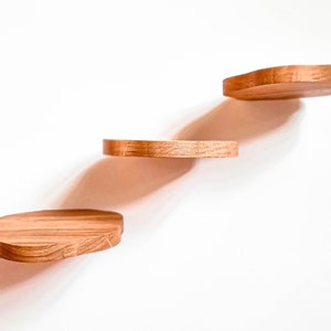 OAK small floating shelf round wall plant shelves set wooden shelves