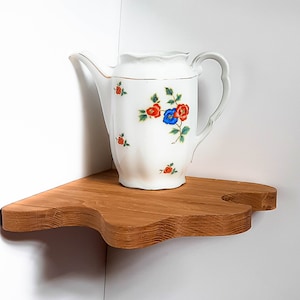 Corner wall shelves. OAK wavy shelf. Decorative floating wall shelf. Boho decor from Ukraine