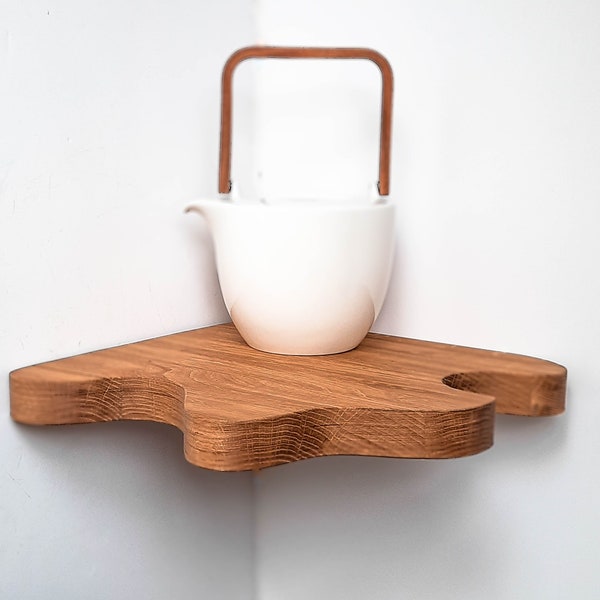 OAK Curvy Corner Shelf WAVE. Floating corner shelves. Shelf decor home