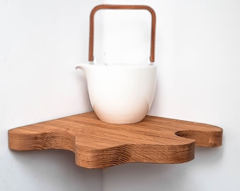 OAK Curvy Corner Shelf WAVE. Floating corner shelves. Shelf decor home