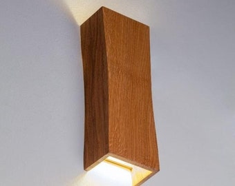 Personalisierte Lampe Holz ESCHE LED Wandlampe Up-down Plug in Wandleuchte