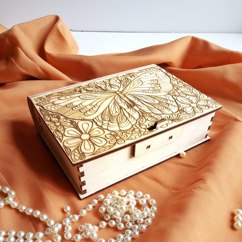 Wooden Box Butterfly Laser Plywood Box сozy Gift Box Etsy