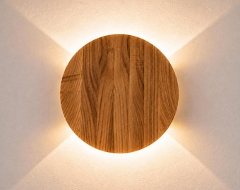 Up down light Round wood sconce Led wall lighting Minimalist lamp