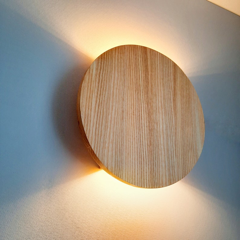 Up down light Round wood sconce Led wall lighting Minimalist | Etsy