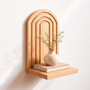 Arched Wall Shelf Oak Floating Shelf Nursery Shelf Rainbow Shelf Wooden Wall Decor Boho Shelf