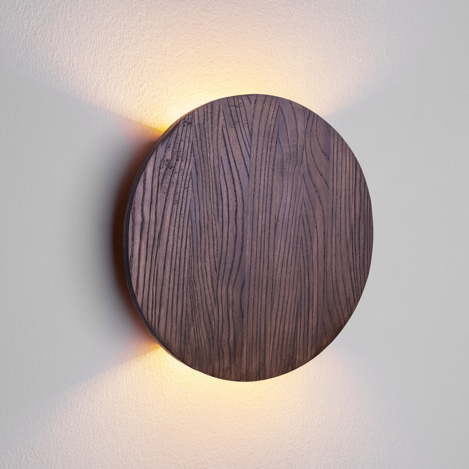 Set 2 wall lamp Round wood sconce Led wall lighting Plug in Etsy