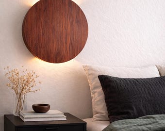 Up down light Round wood sconce Led wall lighting Minimalist wall lamp