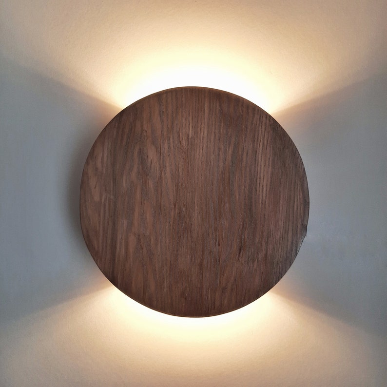 Up down light Round wood sconce Led wall lighting Minimalist | Etsy