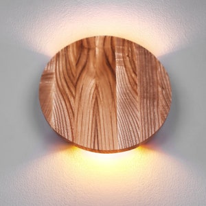 Up Down Light Round Wood Sconce Led Wall Lighting Minimalist Lamp - Etsy
