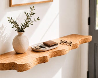 Grande à moyenne étagère ondulée avec supports | Étagère vague, étagère murale ondulée, étagère flottante incurvée, étagère à gribouillis en chêne, décoration rétro funky