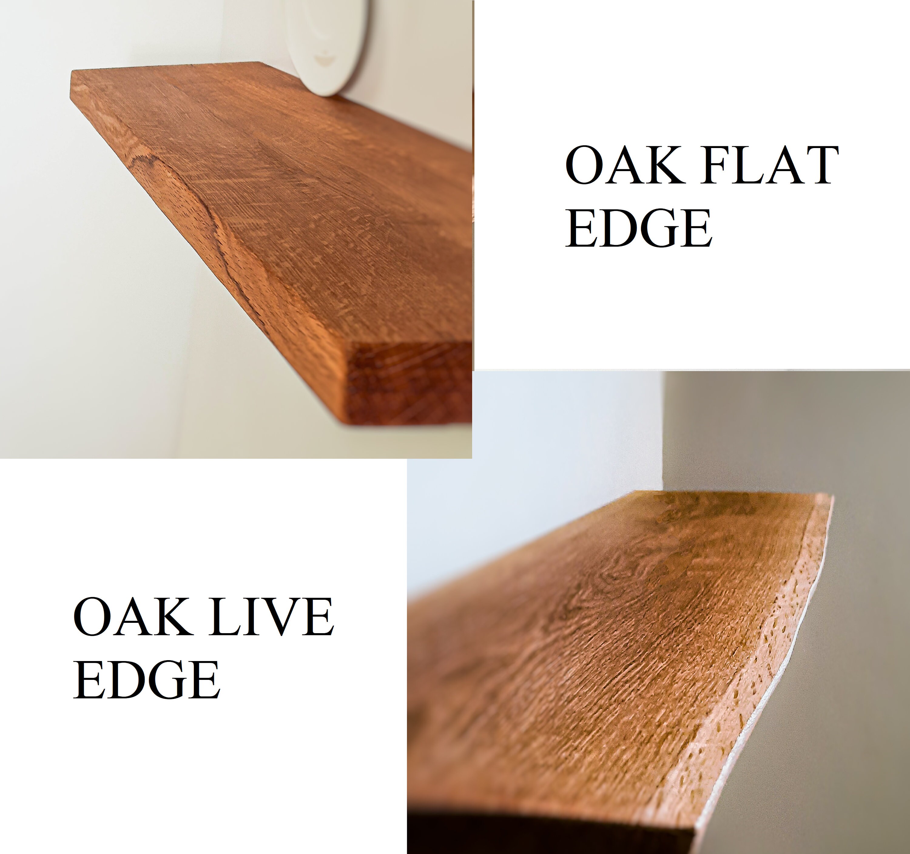 Wood Shelf Board OAK Live Edge Floating Shelf With Bracket Etsy