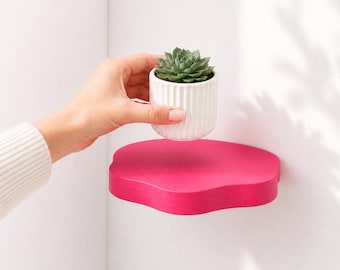 Colorful wavy shelf. Small plant holder. Room dopamine decor boho