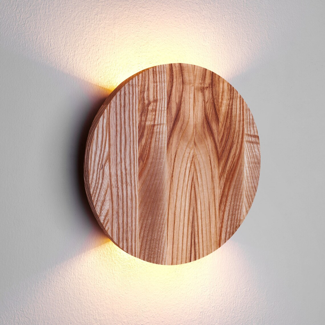 Up Down Light Round Wood Sconce Led Wall Lighting Minimalist - Etsy Canada
