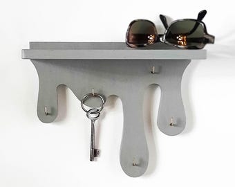 Wallet key holder DRIPPING PAINT.  Pastel key racks for wall.  Mounted key hooks. Funky Decor. Gifts from Ukraine
