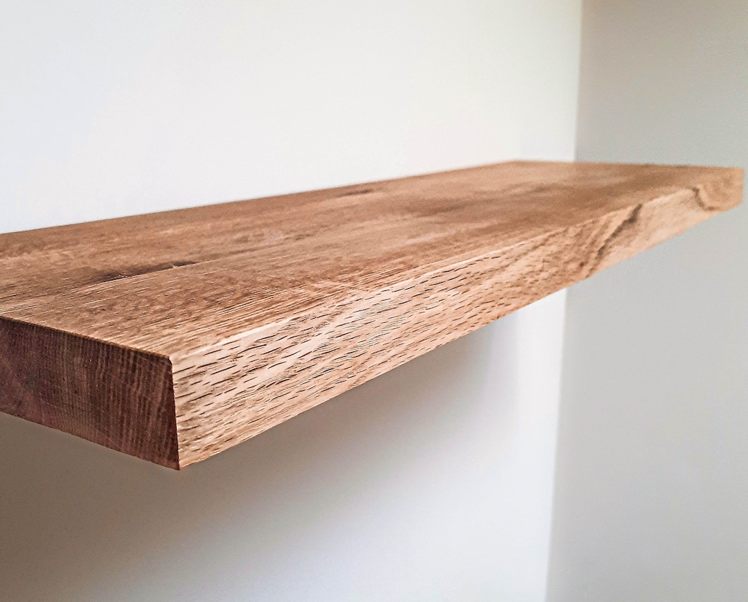 Large Floating Shelf With Brackets OAK Long Wood Shelf Book Shelves