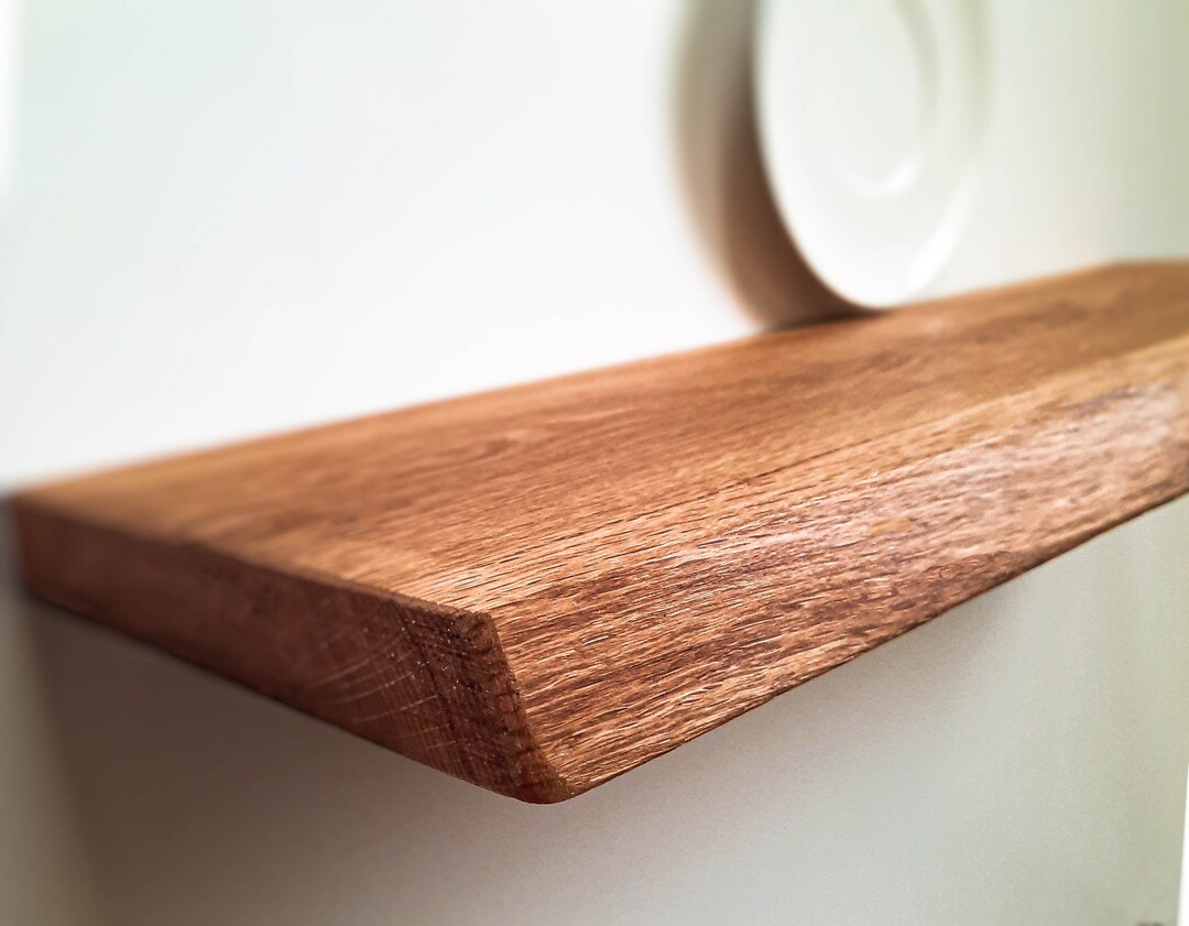 Long Live Edge Shelves OAK Wood Floating Shelf With Bracket Etsy