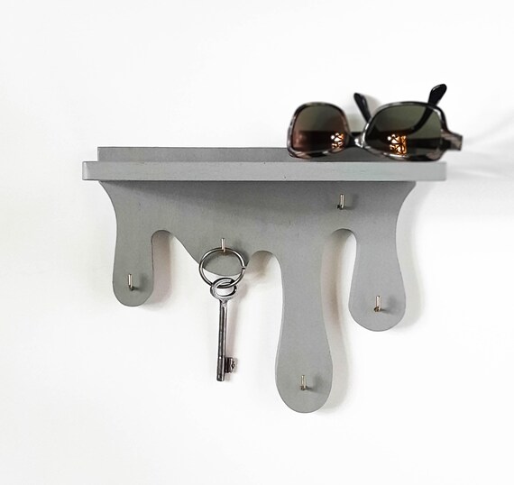 Colorful DRIPPY Wooden Key Holder With Mail Organizer. Funky Wall Hooks With Shelf for Entryway Dopamine Decor Etsy Australia
