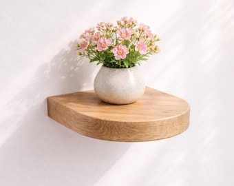 Wooden rounded shelf. Wall shelves for plants. Small shelf decor. 5th Anniversary Gift from Ukraine