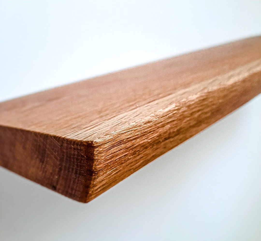 Long Live Edge Shelves OAK Wood Floating Shelf With Bracket Etsy