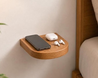 Small Floating Bedside Shelf Oak – Phone & Keys – 10/12/15cm
