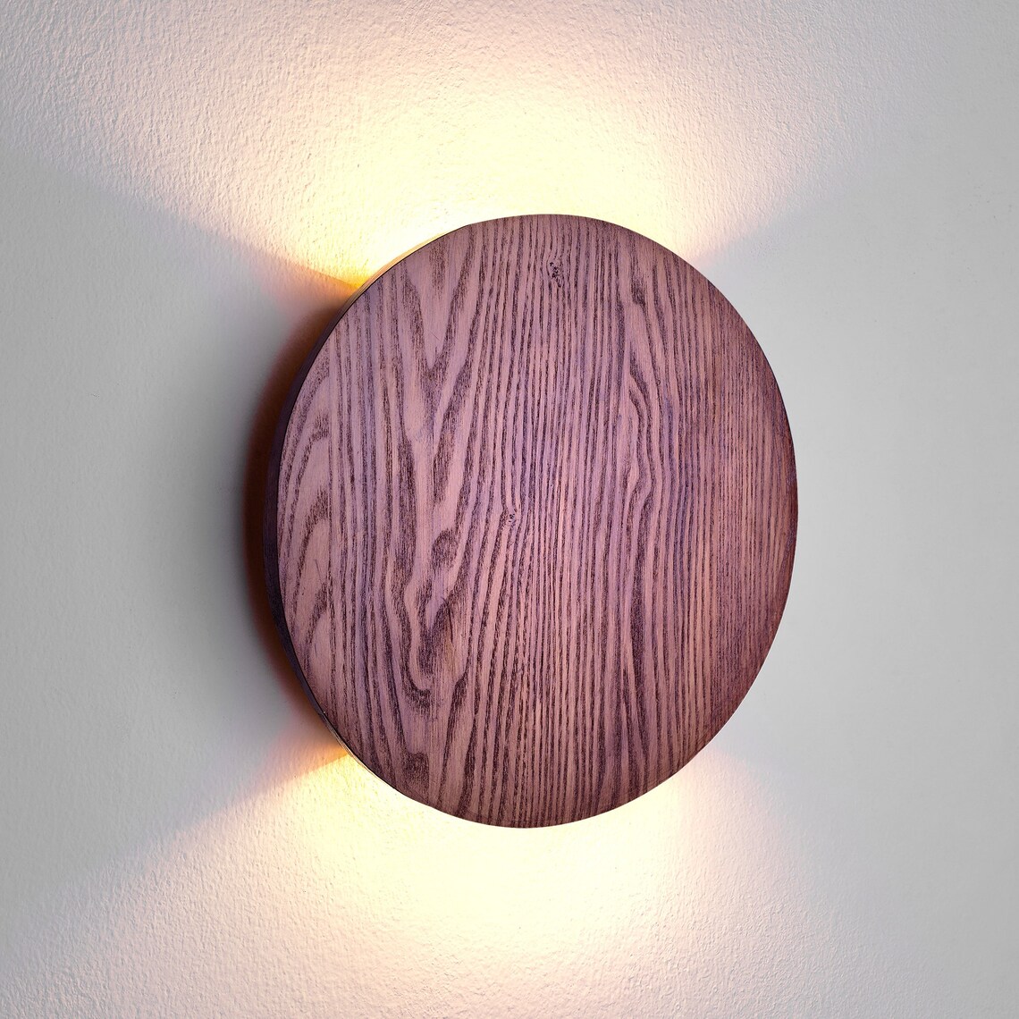 Up Down Light Round Wood Sconce Led Wall Lighting Minimalist - Etsy