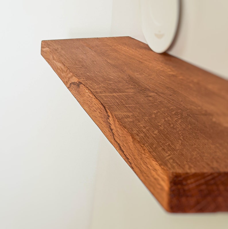 Long Live Edge Shelves OAK Wood Floating Shelf With Bracket, Farmhouse