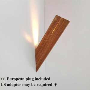 OAK up light FINGER wood lighting Plug in wall sconce Minimalist lamp image 3