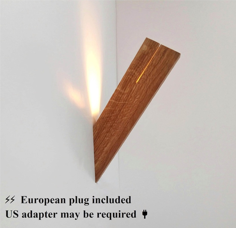 OAK up light FINGER wood lighting Plug in wall sconce Minimalist lamp image 3