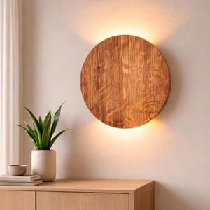 Chêne Up down light Applique ronde en bois Eclairage mural LED Applique murale enfichable