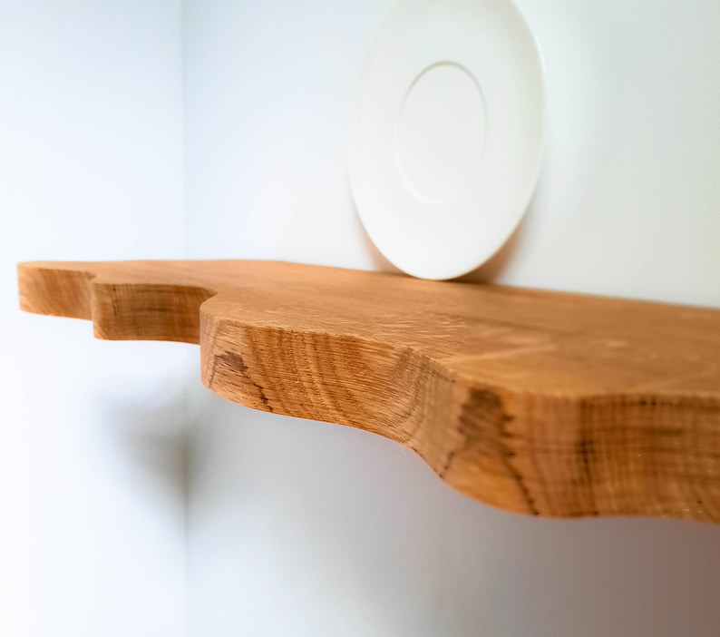 Long wavy floating shelf with brackets OAK Squiggle shelves Maximalist Funky Decor Aesthetic Home Decor Eclectic Retro Decor image 3