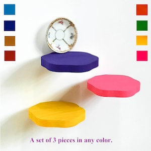 Wavy shelf for wall . Colorful floating shelves. Funky home decor from Ukraine