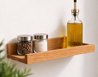 Spice Rack – Oak Floating Wall Shelf Kitchen Storage