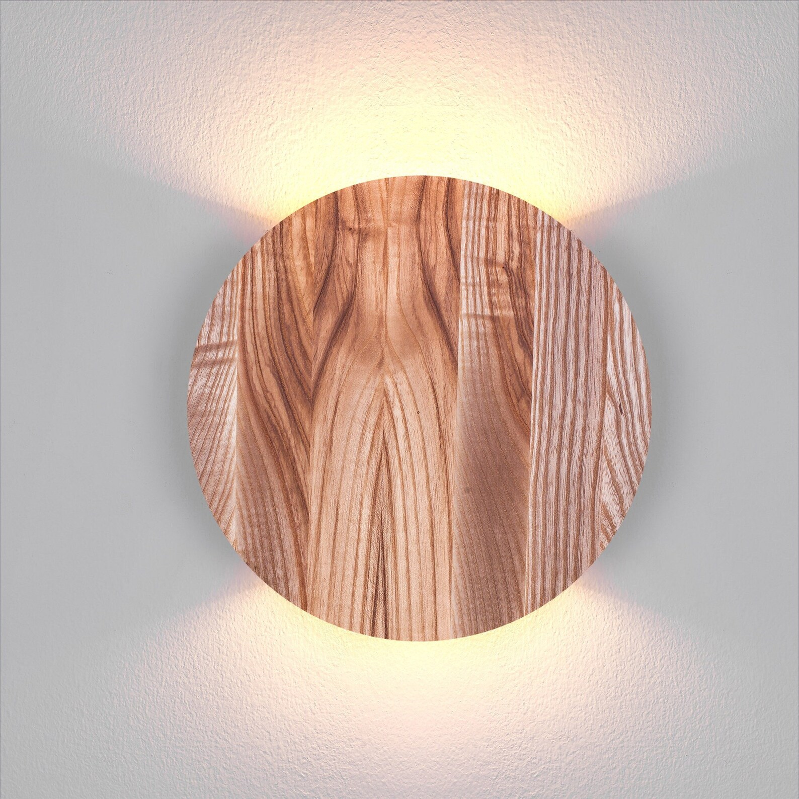 Up Down Light Round Wood Sconce Led Wall Lighting Minimalist - Etsy